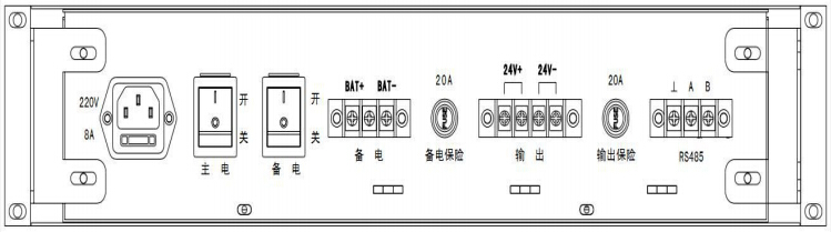 TD0808型柜裝主機(jī)電源外接端子示意圖
