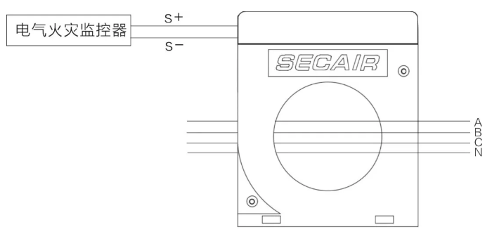 J-SCM41(160)剩余電流式<a href=http://m.tax-cloud.cn/dianqihuozai/ target=_blank class=infotextkey>電氣火災(zāi)監(jiān)控</a>探測器接線圖
